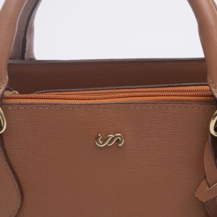 Bolsa Média Clássica em Couro - CAMEL