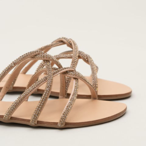 Rasteira Entrelace Strass MARFIM/OURO Sonho - Main Image