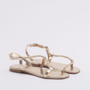 Rasteira Cordão em S Metalizada - CHAMPAGNE