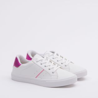 Tenis basico com detalhe de cor - BRANCO/PINK