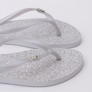 Chinelo com palmilha redonda em gliter - PRATA