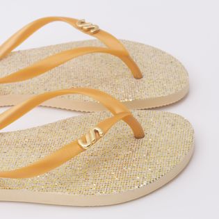 Chinelo com palmilha redonda em gliter - OURO