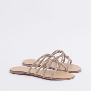 Rasteira Entrelace Strass - MARFIM