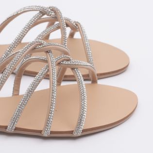 Rasteira Entrelace Strass - MARFIM