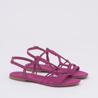 Rasteira Tiras Nobuck - FUCSIA