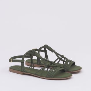 Rasteira Tiras Nobuck - VERDE MILITAR