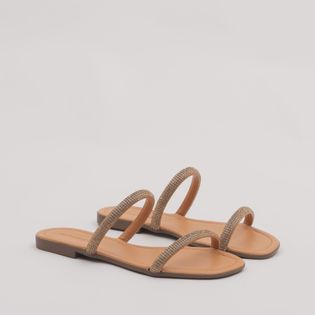 Rasteira chinelo manta strass - BISCUIT