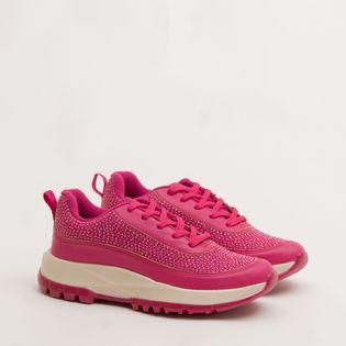 Tenis mix de materiais com studs - ROSA CHOQUE