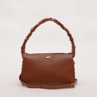 Bolsa charme em couro - CAMEL