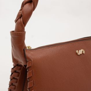 Bolsa charme em couro - CAMEL