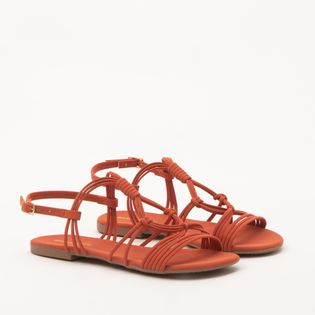 Rasteira Tiras Nobuck - CORAL