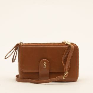 Carteira clutch com alça removível - CAMEL