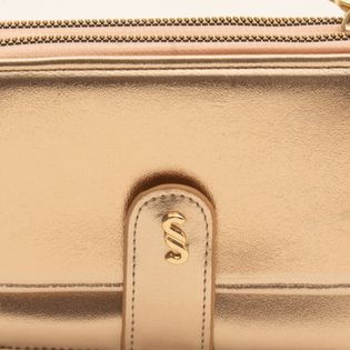 Carteira clutch metalizada com alça removível - COBRE