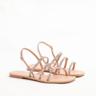 Rasteira luz com fivelas - MARFIM/CRISTAL