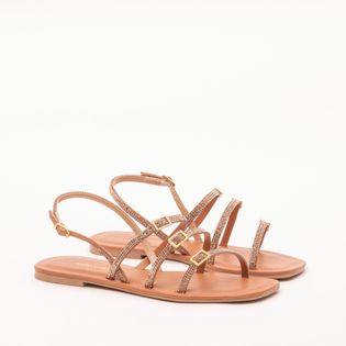 Rasteira luz com fivelas - WHISKY/AMBAR