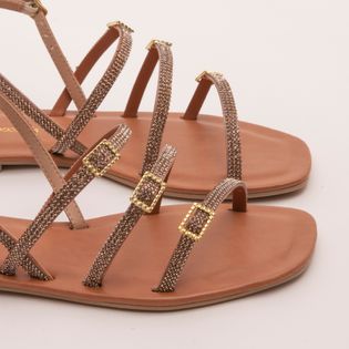 Rasteira luz com fivelas - WHISKY/AMBAR