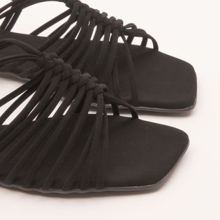 Rasteira Nobuck Tiras com Nózinhos - PRETA