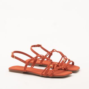 Rasteira Tiras Nobuck - CORAL
