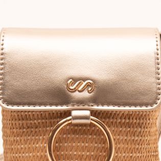 Bolsa pequena em palha
 com metalizado - NATURAL/CHAMPAGNE