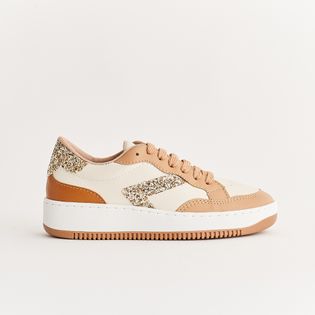 Tênis Casual Gliter - MILK/BISCUIT/CASCA