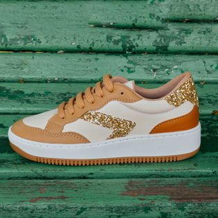 Tênis Casual Gliter - MILK/BISCUIT/CASCA