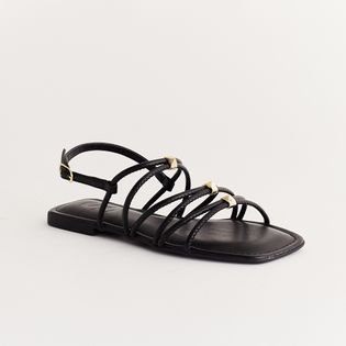 Rasteira tiras com spikes - PRETA