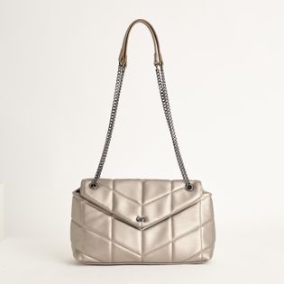 Bolsa Média Alça Metalizada - PEWTER