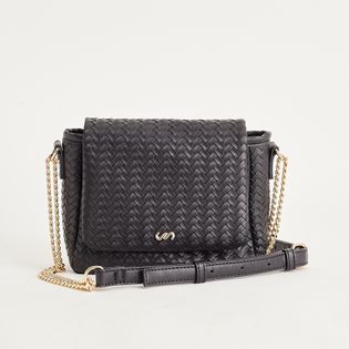 Bolsa Pequena com Texturas em Tresse - PRETA
