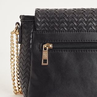 Bolsa Pequena com Texturas em Tresse - PRETA