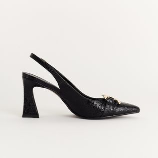 Scarpin slingback metalizado - PRETA