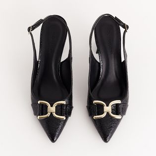 Scarpin slingback metalizado - PRETA