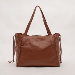 Bolsa em couro com bolso externo - CAMEL
