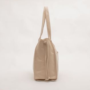 Bolsa em couro com bolso externo - MILK