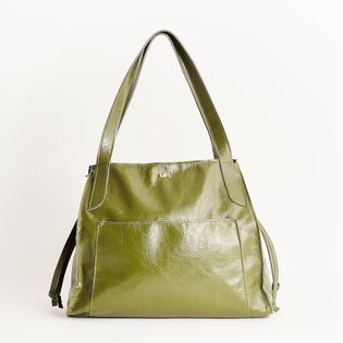Bolsa em couro com bolso externo - VERDE OLIVE