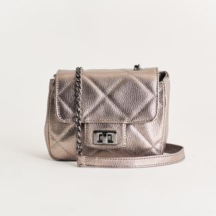 Bolsa de couro com alça transversal - PEWTER