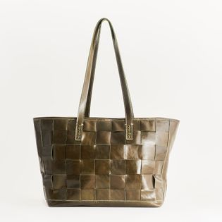 Bolsa com textura quadriculada - VERDE OLIVE