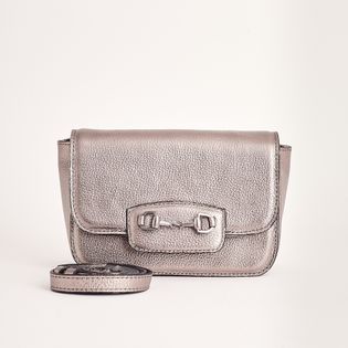 Bolsa Pequena com Bridão Metalizado - PEWTER
