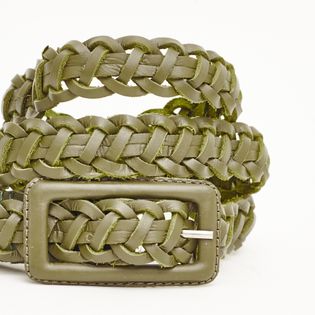 Cinto trançado de couro - VERDE OLIVE