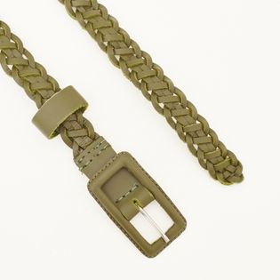 Cinto trançado de couro - VERDE OLIVE