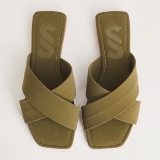 Rasteira Clássica Jéssika em Nobuck - VERDE OLIVE