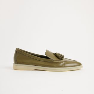 Mocassim em Couro com Barbicacho - VERDE OLIVE