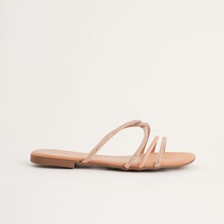 Rasteira Strass em Nobuck - ROSADO