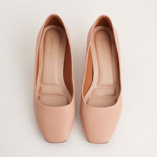 Scarpin Bico Quadrado em Napa - ROSADO