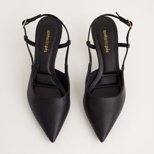 Scarpin bico fino slingback napa - PRETA