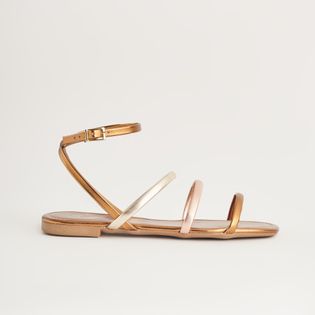 Rasteira Tiras Meia Cana Metalizada - BRONZE/ROSE/CHAMPAGNE