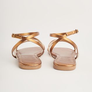Rasteira Tiras Meia Cana Metalizada - BRONZE/ROSE/CHAMPAGNE