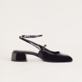 Scarpin Mary Jane com Bico Quadrado em Verniz - PRETA