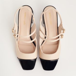 Scarpin boneca mix de materiais - PRETO/MILK