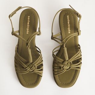 Anabela Macramê Nobuck - VERDE OLIVE