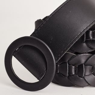 Cinto de couro entrelaçado - PRETA